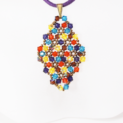 Pendant 30cm - Xochitl Rhombus M-Purple Suedine - Pendant 30cm - Laiton bronze
